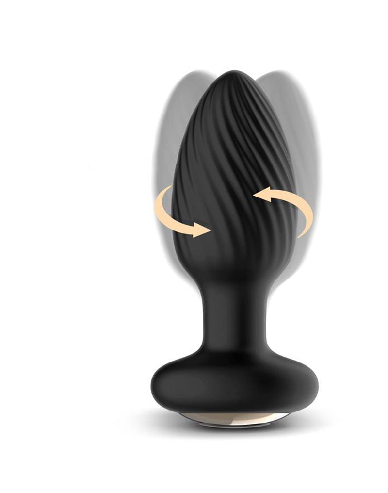IY Drago - Vibrerende Buttplug - 360° Twister Beweging met Afstandsbediening - Zwart-Rimbastore.com