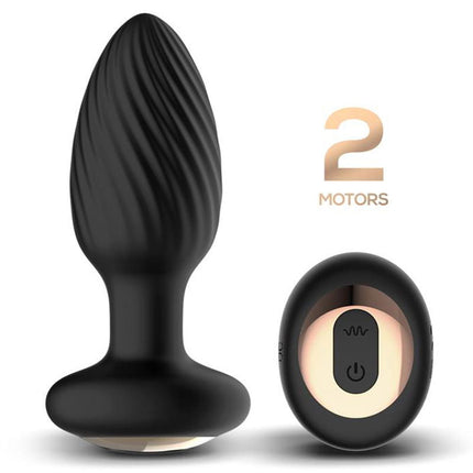 IY Drago - Vibrerende Buttplug - 360° Twister Beweging met Afstandsbediening - Zwart-Rimbastore.com