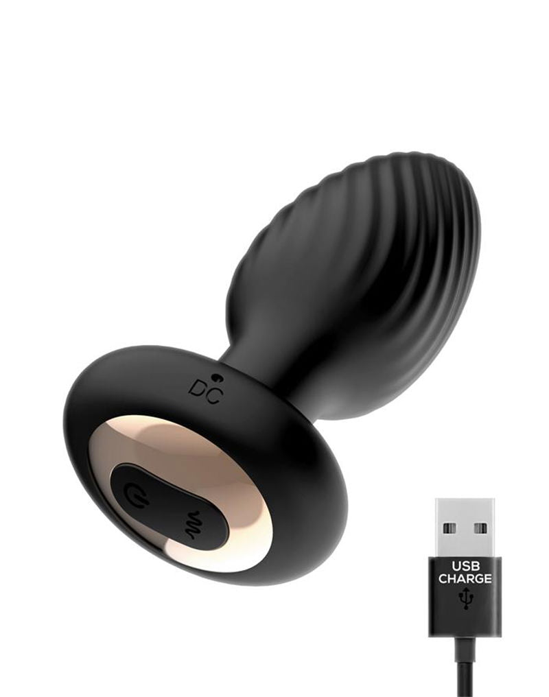 IY Drago - Vibrerende Buttplug - 360° Twister Beweging met Afstandsbediening - Zwart-Rimbastore.com