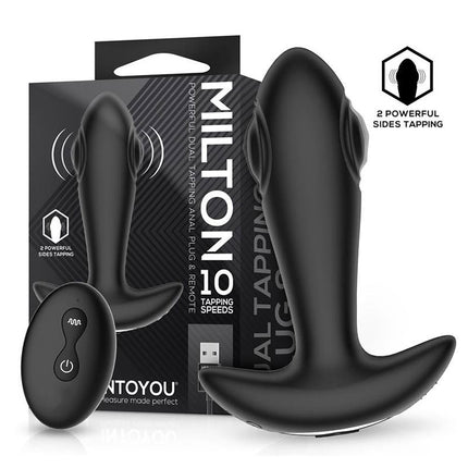 IY Milton - Vibrerende Buttplug met Dubbele Klopfunctie en Afstandsbediening - Zwart-Rimbastore.com
