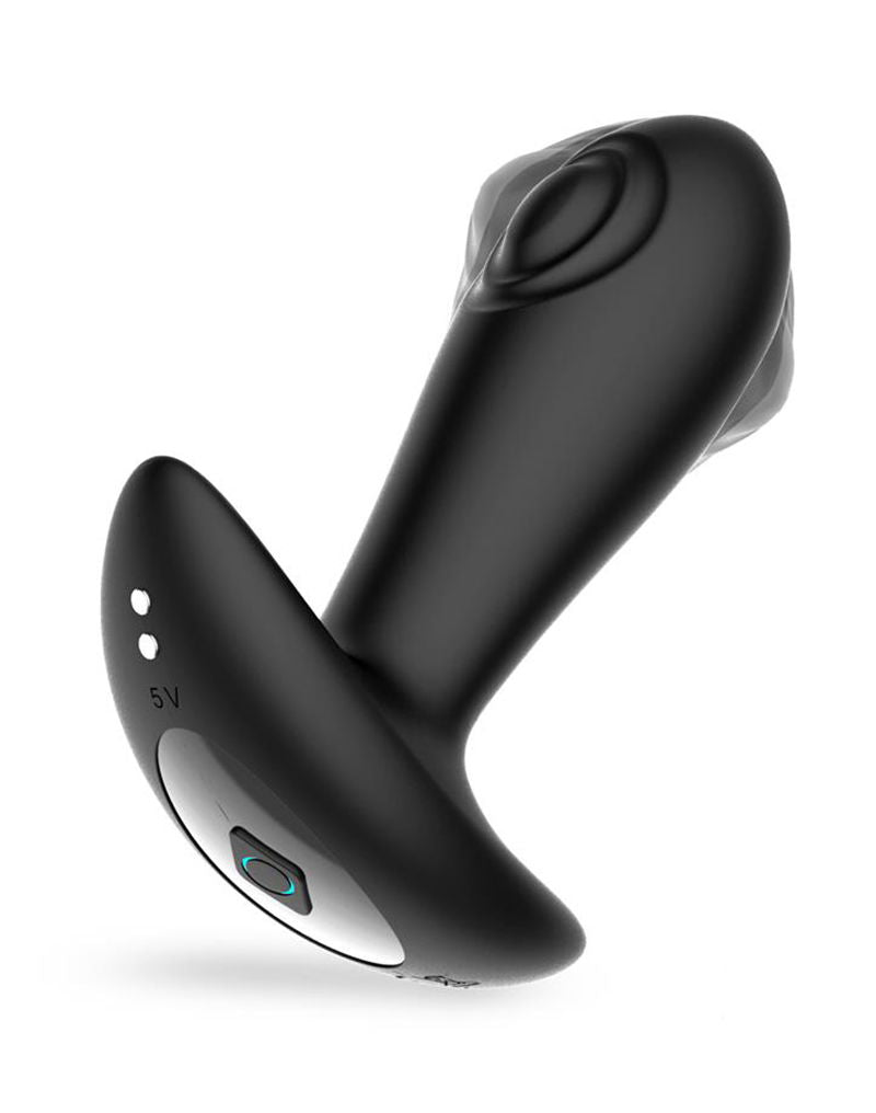 IY Milton - Vibrerende Buttplug met Dubbele Klopfunctie en Afstandsbediening - Zwart-Erotiekvoordeel.nl