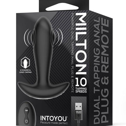 IY Milton - Vibrerende Buttplug met Dubbele Klopfunctie en Afstandsbediening - Zwart-Rimbastore.com