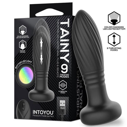 IY Tainy - Stotende Buttplug met Ledverlichting en Afstandsbediening - Zwart-Rimbastore.com