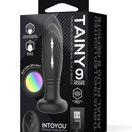 IY Tainy - Stotende Buttplug met Ledverlichting en Afstandsbediening - Zwart-Rimbastore.com