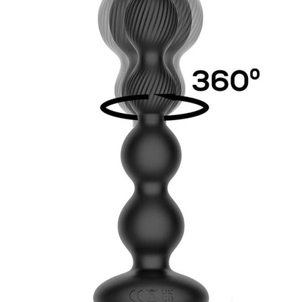 IY Mouve - Roterende en Vibrerende Geribbelde Buttplug met Afstandsbediening - 2 motoren - Zwart-Rimbastore.com
