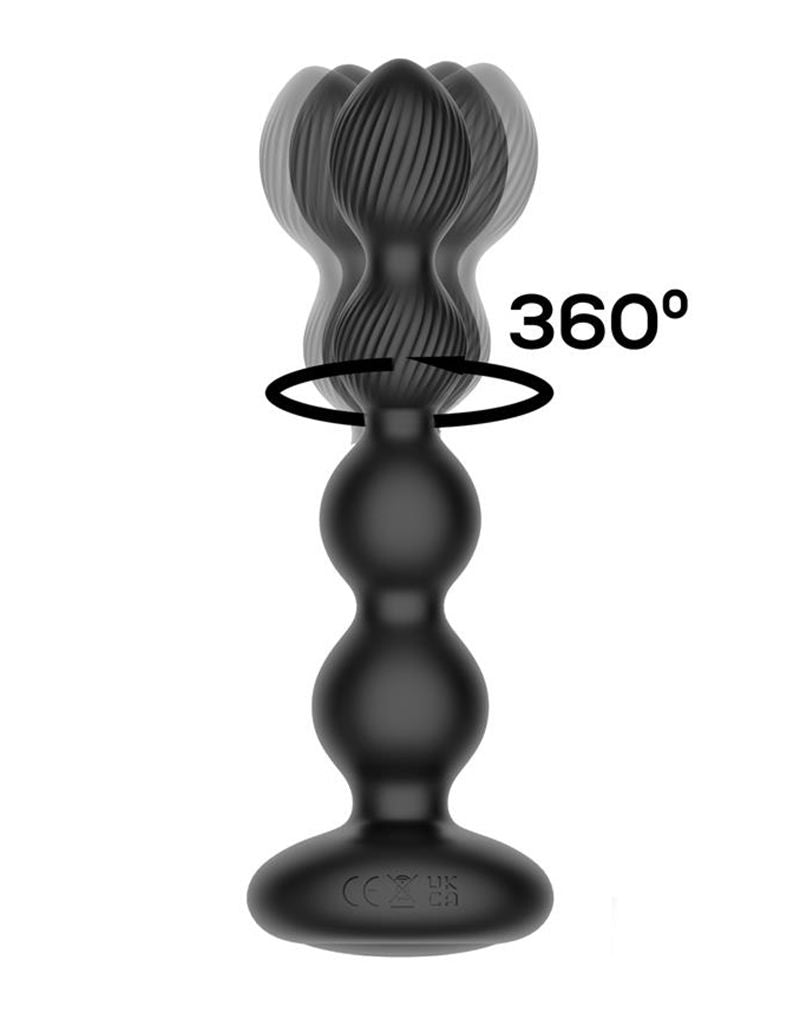 IY Mouve - Roterende en Vibrerende Geribbelde Buttplug met Afstandsbediening - 2 motoren - Zwart-Rimbastore.com