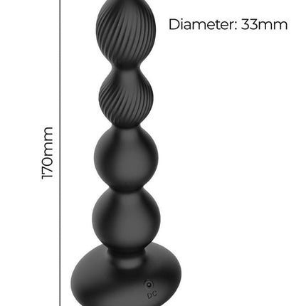 IY Mouve - Roterende en Vibrerende Geribbelde Buttplug met Afstandsbediening - 2 motoren - Zwart-Rimbastore.com