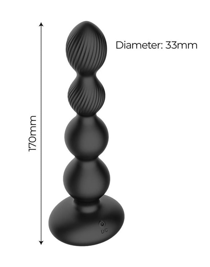 IY Mouve - Roterende en Vibrerende Geribbelde Buttplug met Afstandsbediening - 2 motoren - Zwart-Rimbastore.com