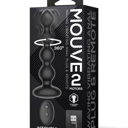 IY Mouve - Roterende en Vibrerende Geribbelde Buttplug met Afstandsbediening - 2 motoren - Zwart-Rimbastore.com