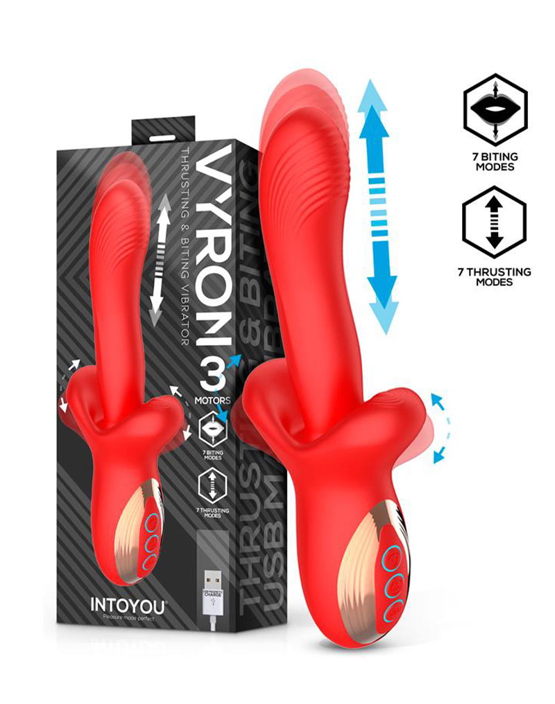 IY - Vyron - Stotende & Knabbelende Vibrator - Rood-Rimbastore.com