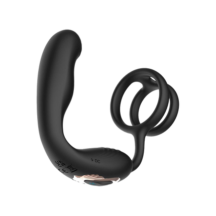 IY - Bruce - Prostatamassagegerät 360° – Mit doppeltem Penisring – Schwarz