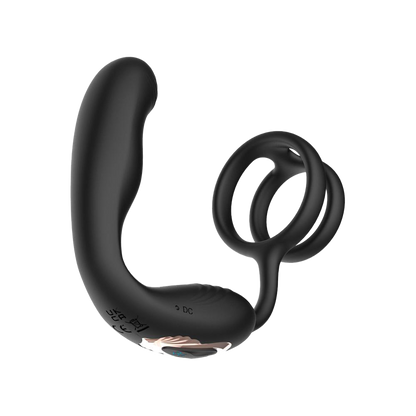 IY - Bruce - Masajeador de próstata 360° - Con doble anillo para el pene - Negro