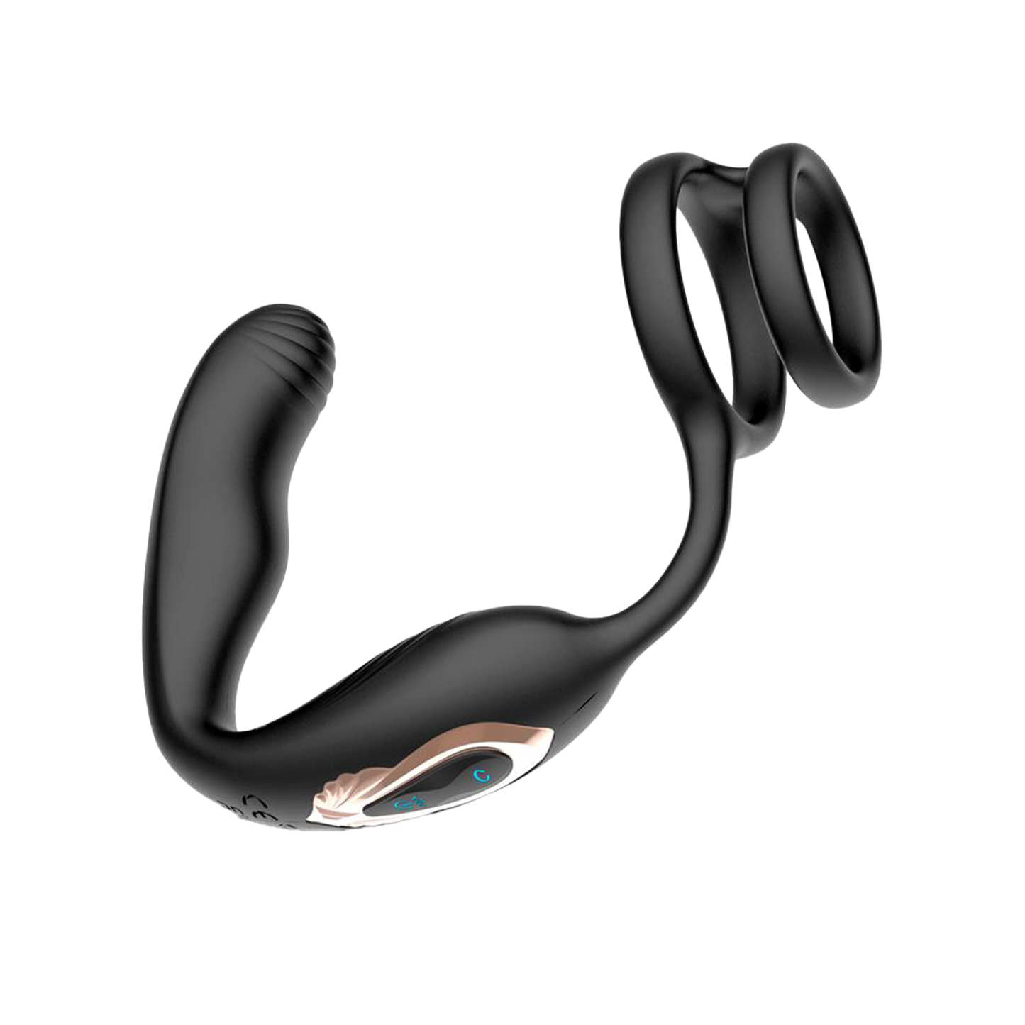 IY - Bruce - Masajeador de próstata 360° - Con doble anillo para el pene - Negro