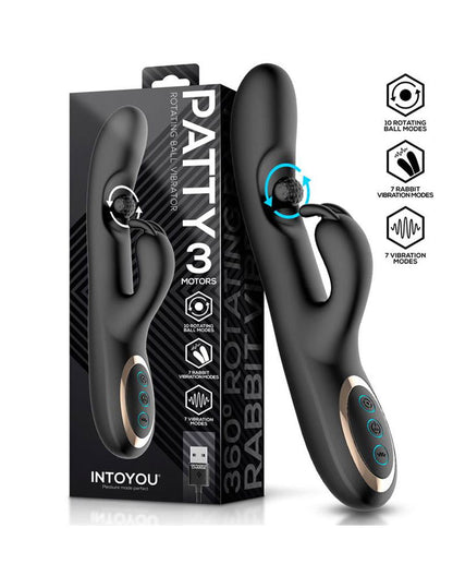 IY - Patty - Rabbit Vibrator met Roterende Bal - Zwart-Erotiekvoordeel.nl