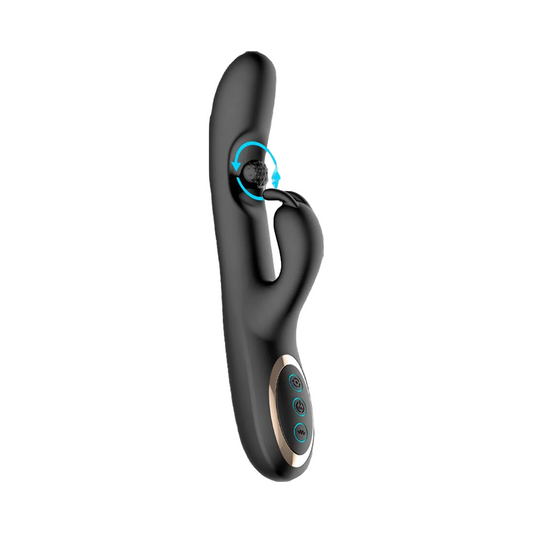 IY - Patty - Rabbit Vibrator met Roterende Bal - Zwart-Erotiekvoordeel.nl
