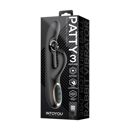 IY - Patty - Rabbit Vibrator met Roterende Bal - Zwart-Erotiekvoordeel.nl