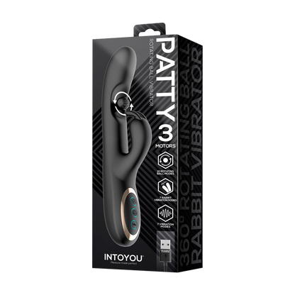 IY - Patty - Rabbit Vibrator met Roterende Bal - Zwart-Erotiekvoordeel.nl