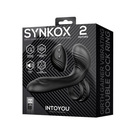 IY - Synkox - Girth Gainer - Vibrerende Verdikkende Penis Sleeve met Afstandsbediening - Zwart-Erotiekvoordeel.nl