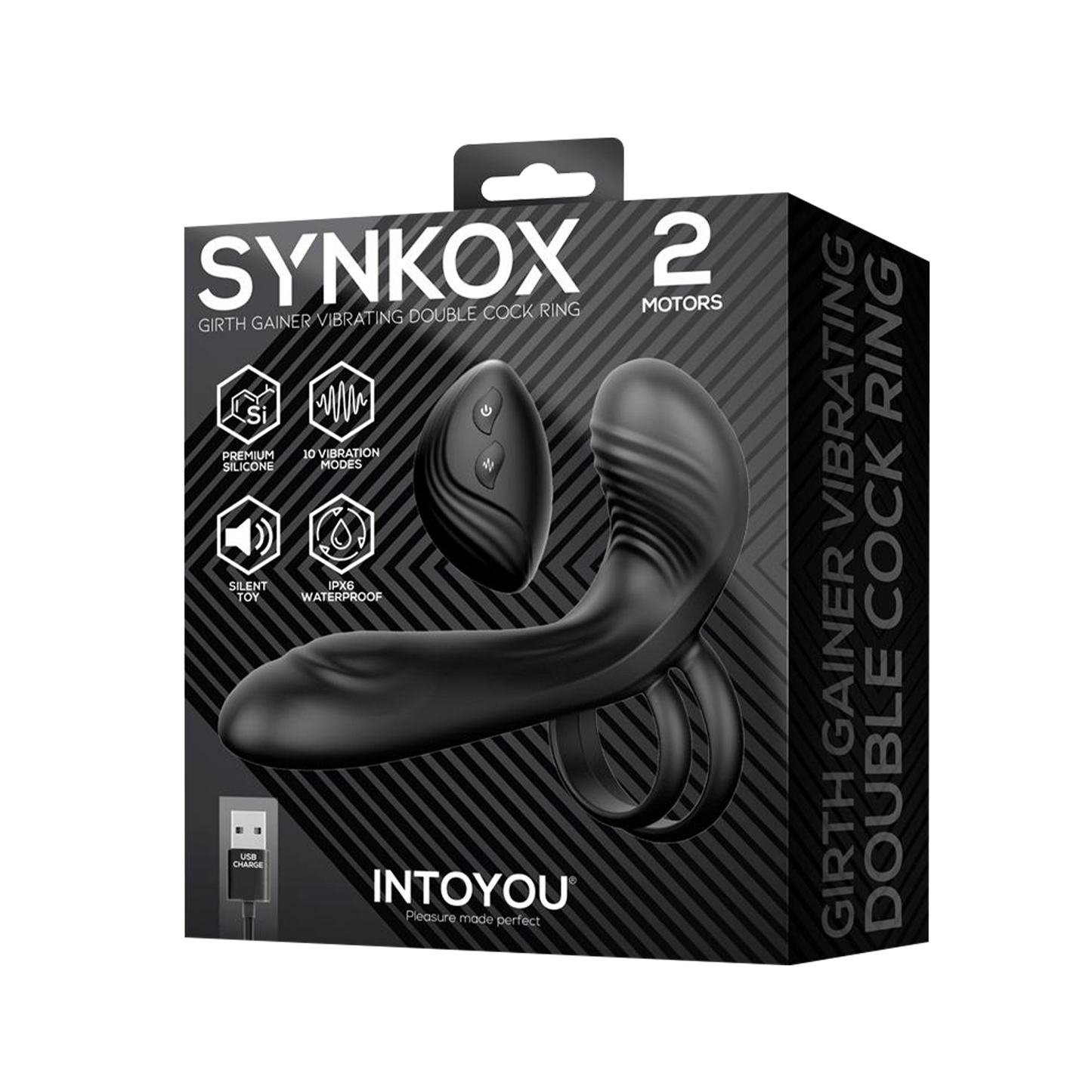 IY - Synkox - Girth Gainer - Vibrerende Verdikkende Penis Sleeve met Afstandsbediening - Zwart-Erotiekvoordeel.nl