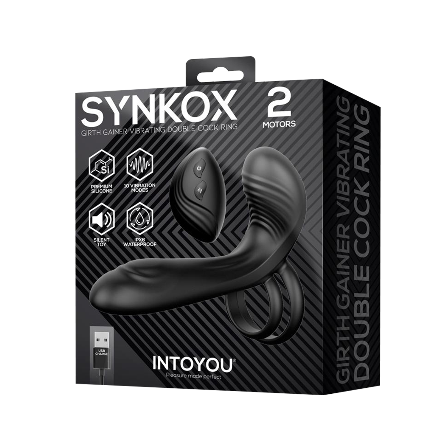 IY - Synkox - Girth Gainer - Vibrerende Verdikkende Penis Sleeve met Afstandsbediening - Zwart-Erotiekvoordeel.nl