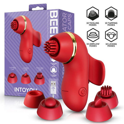 IY- Beeny - Multifunctionele vibrator - Met 4 Opzetstukjes - Rood-Erotiekvoordeel.nl