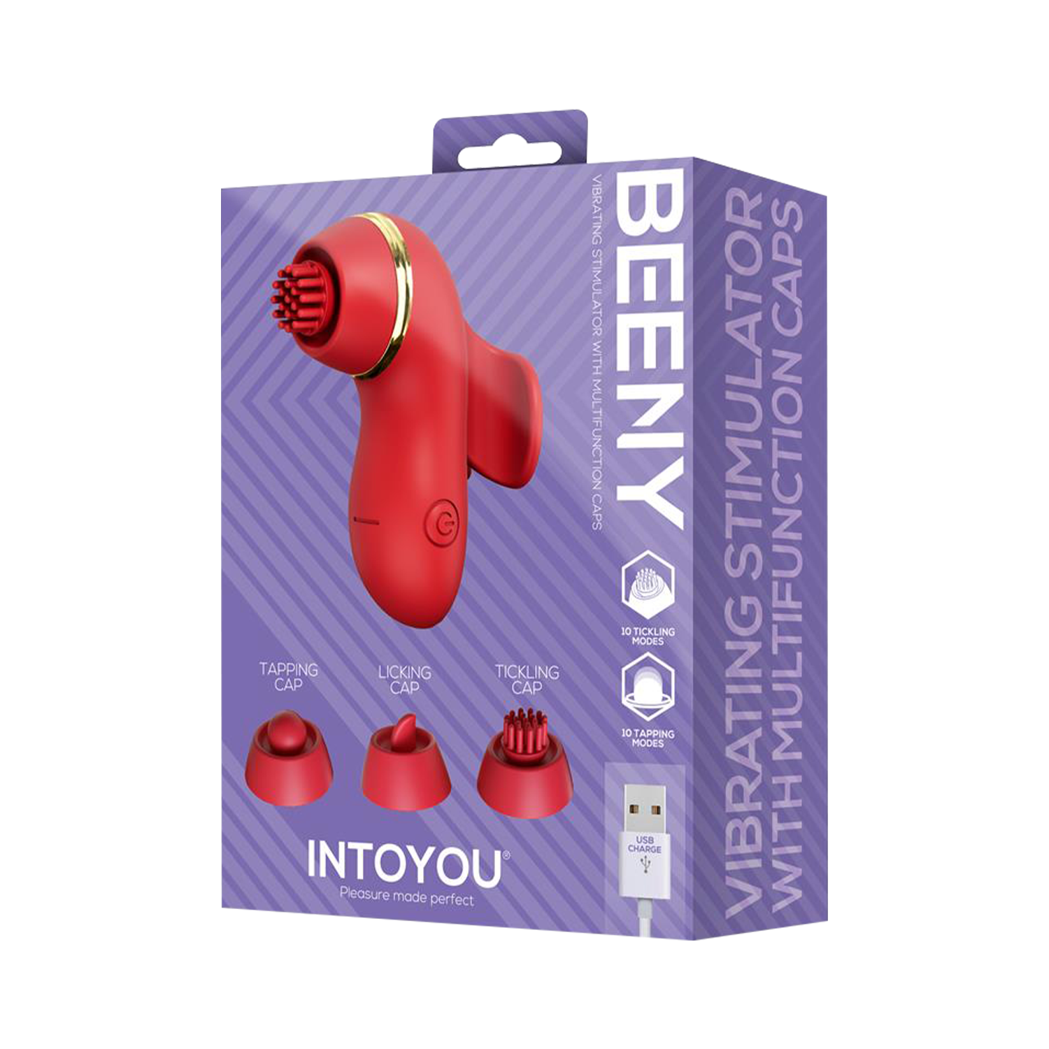 IY- Beeny - Multifunctionele vibrator - Met 4 Opzetstukjes - Rood-Erotiekvoordeel.nl
