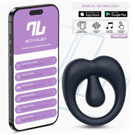 IY - Kenny - Cockring avec stimulateur clitoridien - Contrôle via application - Bleu nuit