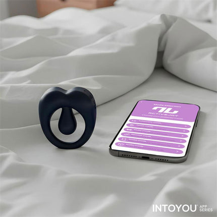 IY - Kenny - Cockring avec stimulateur clitoridien - Contrôle via application - Bleu nuit