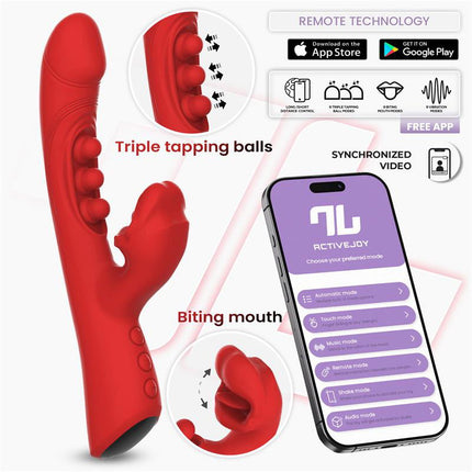 IY - Trixy - Vibrador Rabbit triple con lengua lamida - Control por app - Rojo