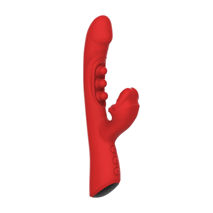 IY - Trixy - Vibrador Rabbit triple con lengua lamida - Control por app - Rojo