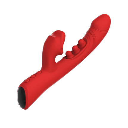 IY - Trixy - Vibrador Rabbit triple con lengua lamida - Control por app - Rojo
