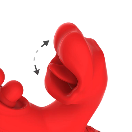 IY - Trixy - Vibrador Rabbit triple con lengua lamida - Control por app - Rojo
