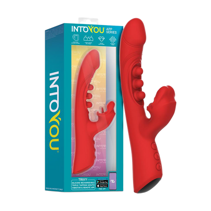IY - Trixy - Vibrador Rabbit triple con lengua lamida - Control por app - Rojo