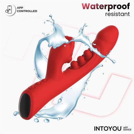 IY - Trixy - Vibrador Rabbit triple con lengua lamida - Control por app - Rojo