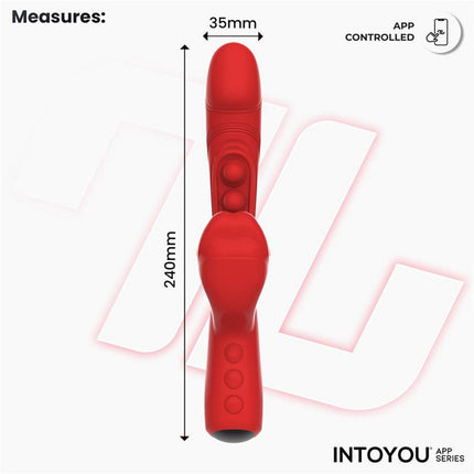 IY - Trixy - Vibrador Rabbit triple con lengua lamida - Control por app - Rojo