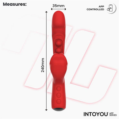 IY – Trixy – Dreifach pulsierender Rabbit-Vibrator mit leckender Zunge – App-Steuerung – Rot