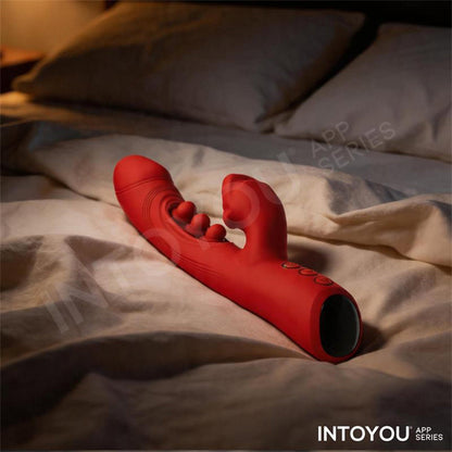 IY – Trixy – Dreifach pulsierender Rabbit-Vibrator mit leckender Zunge – App-Steuerung – Rot