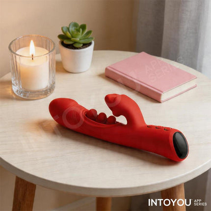 IY - Trixy - Vibrador Rabbit triple con lengua lamida - Control por app - Rojo