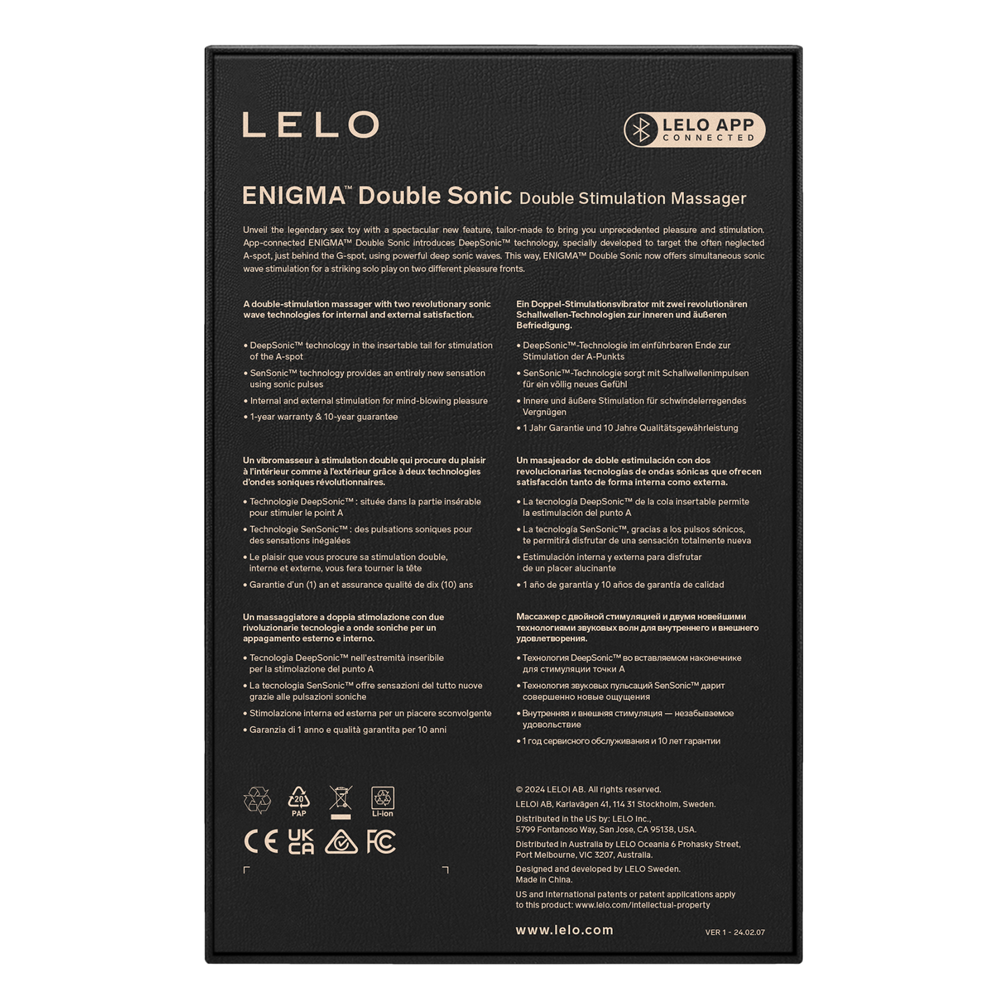 Lelo - Enigma Double Sonic - Drievoudige stimulatie - App Control - Paars-Erotiekvoordeel.nl