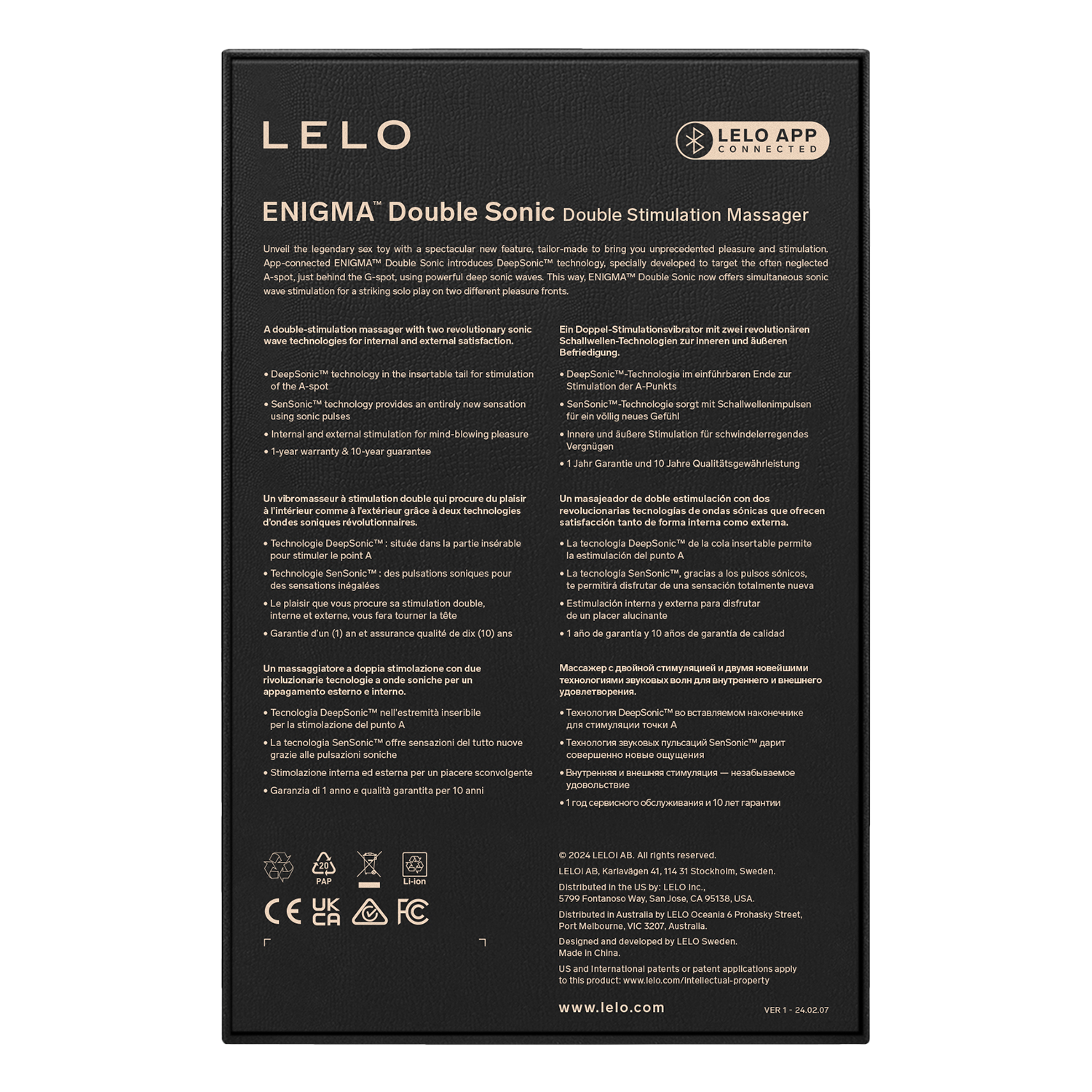 Lelo - Enigma Double Sonic - Drievoudige stimulatie - App Control - Paars-Erotiekvoordeel.nl
