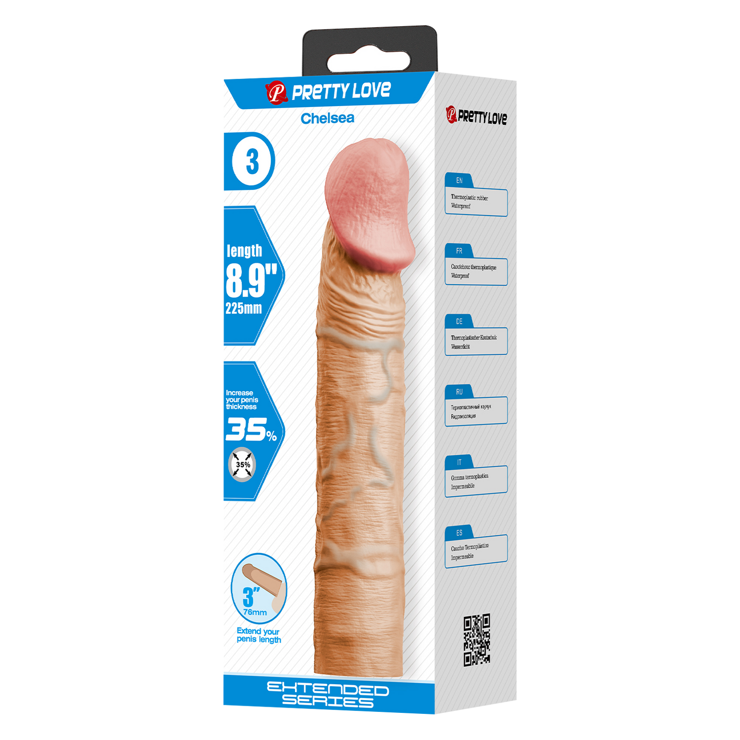 Pretty Love - Chelsey - Realistische Penis Sleeve - 225mm - Lichte Huidskleur-Rimbastore.com