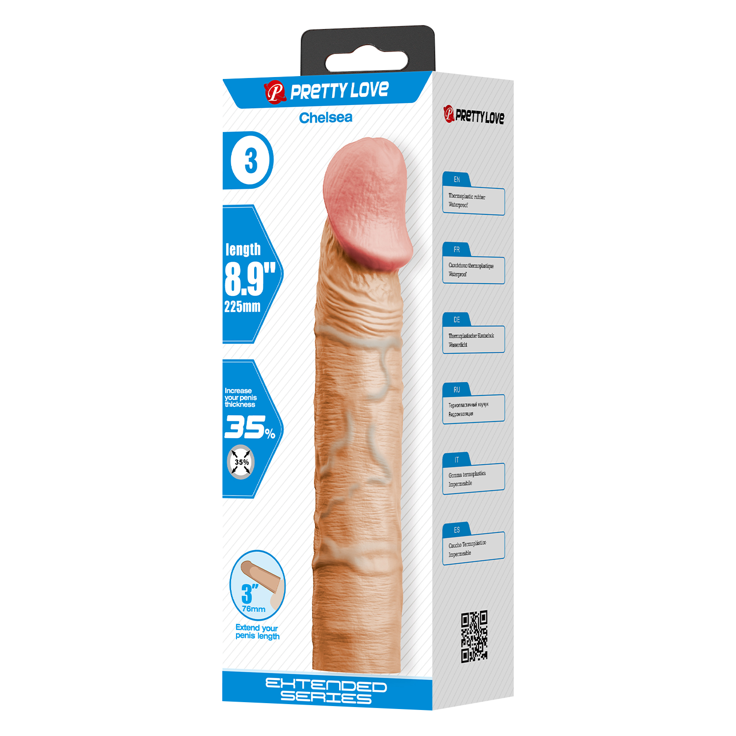 Pretty Love - Chelsey - Realistische Penis Sleeve - 225mm - Lichte Huidskleur-Rimbastore.com