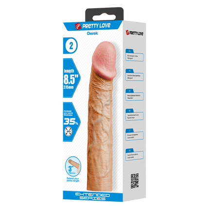 Pretty Love - Derek - Realistische Penis Sleeve - 215mm - Lichte Huidskleur-Rimbastore.com