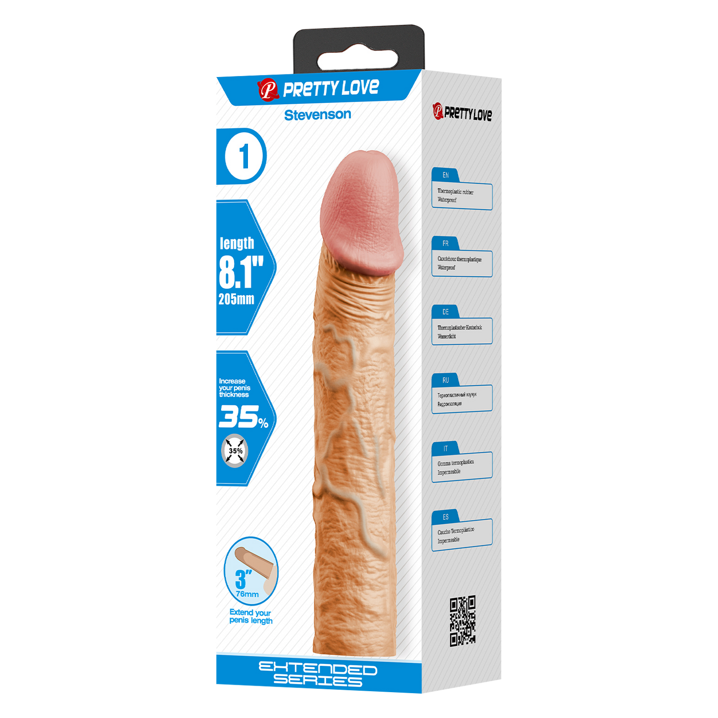 Pretty Love - Stevenson - Realistische Penis Sleeve - 205mm - Lichte Huidskleur-Rimbastore.com