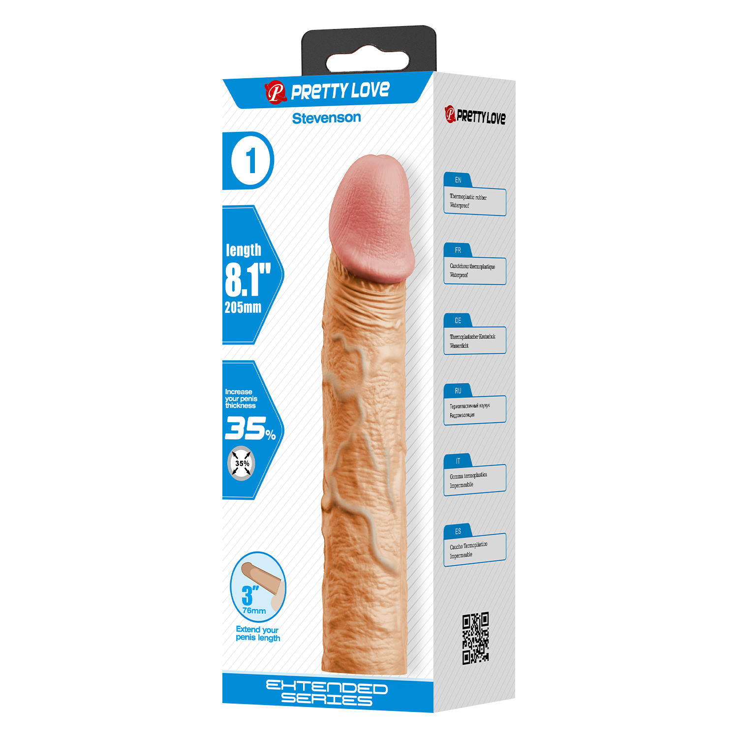 Pretty Love - Stevenson - Realistische Penis Sleeve - 205mm - Lichte Huidskleur-Rimbastore.com