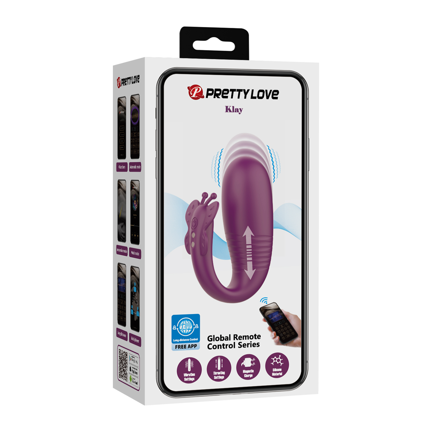 Pretty Love - Klay - Stotende Ei-vibrator - App Control - Paars-Rimbastore.com