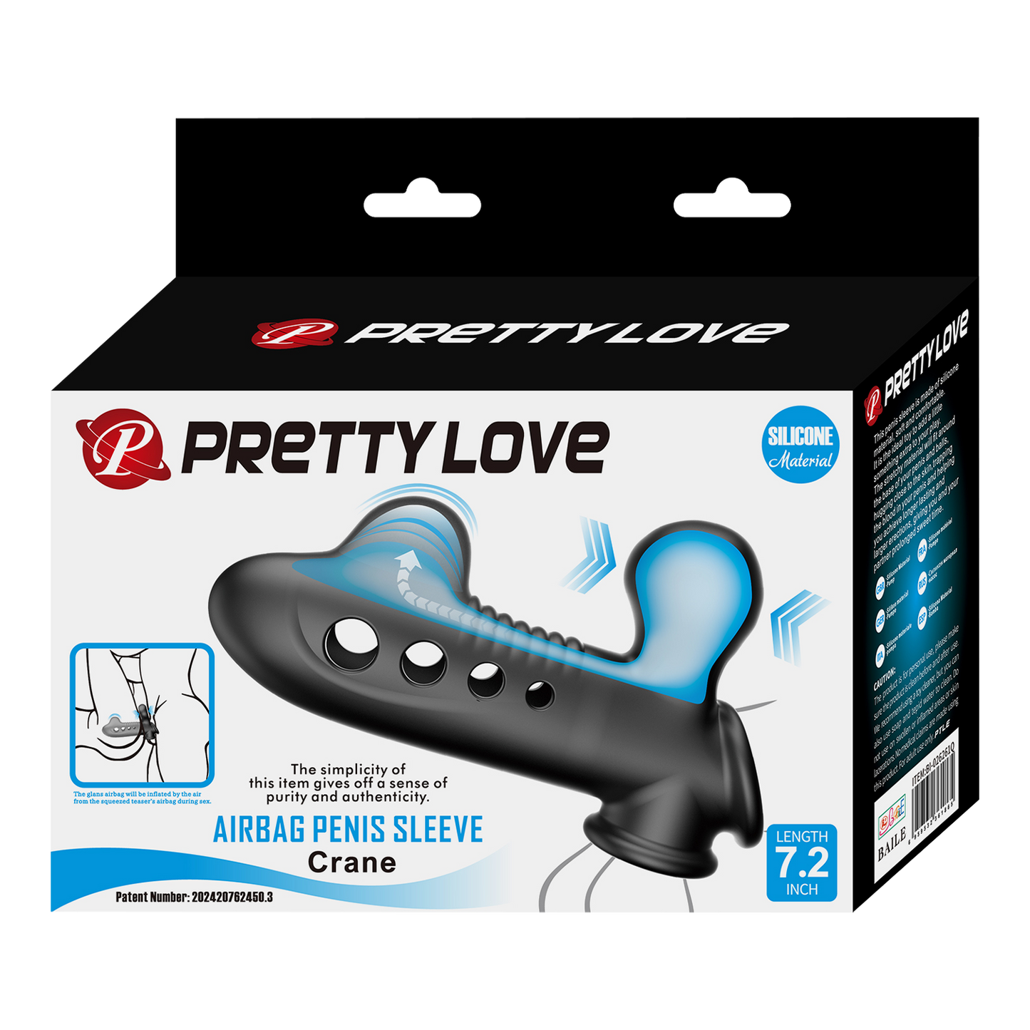Pretty Love - Crane - Opblaasbare Penis Sleeve - Zwart-Rimbastore.com