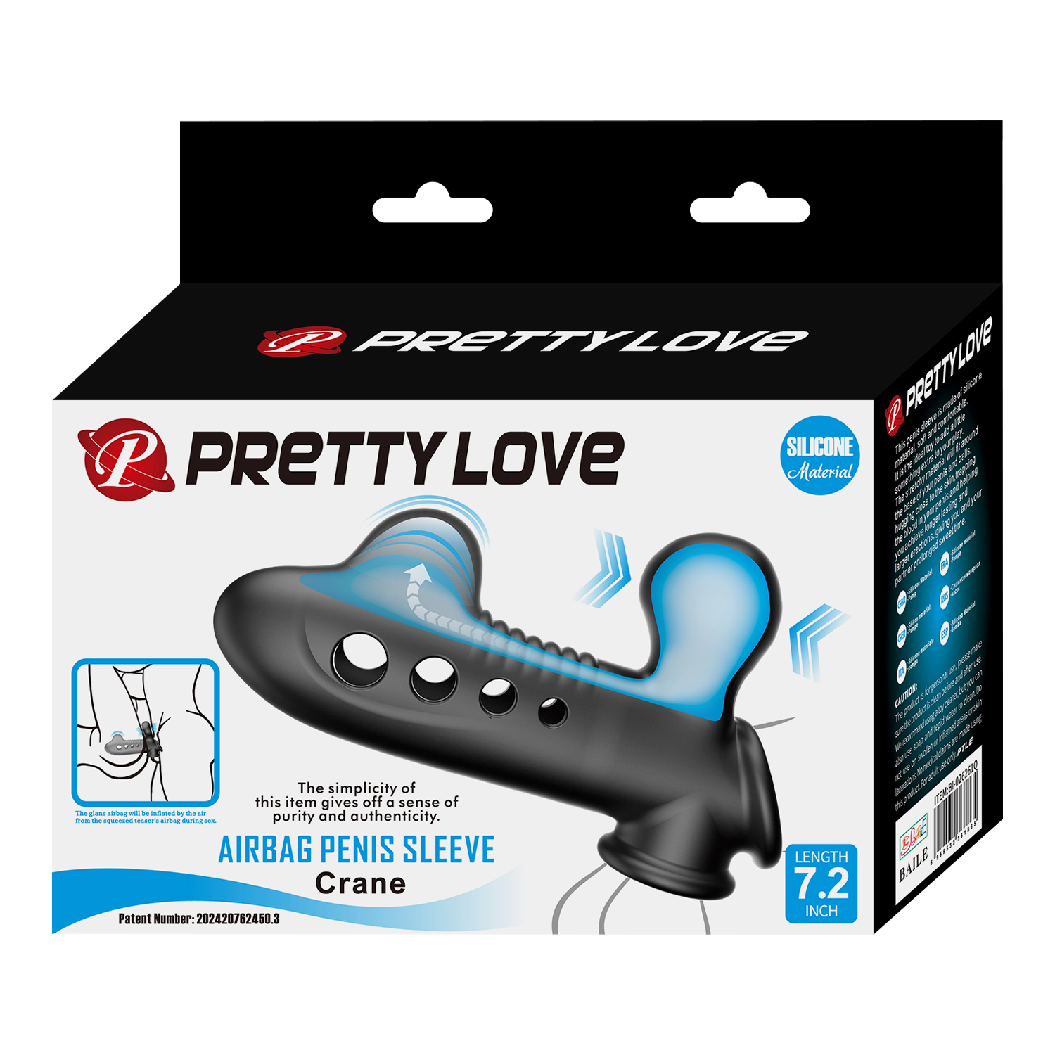 Pretty Love - Crane - Opblaasbare Penis Sleeve - Zwart-Rimbastore.com