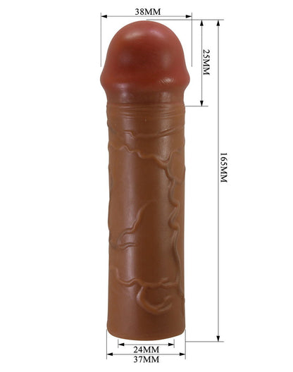 Pretty Love - Nile - Verlengde Penis Sleeve - 25mm - Bruin-Erotiekvoordeel.nl