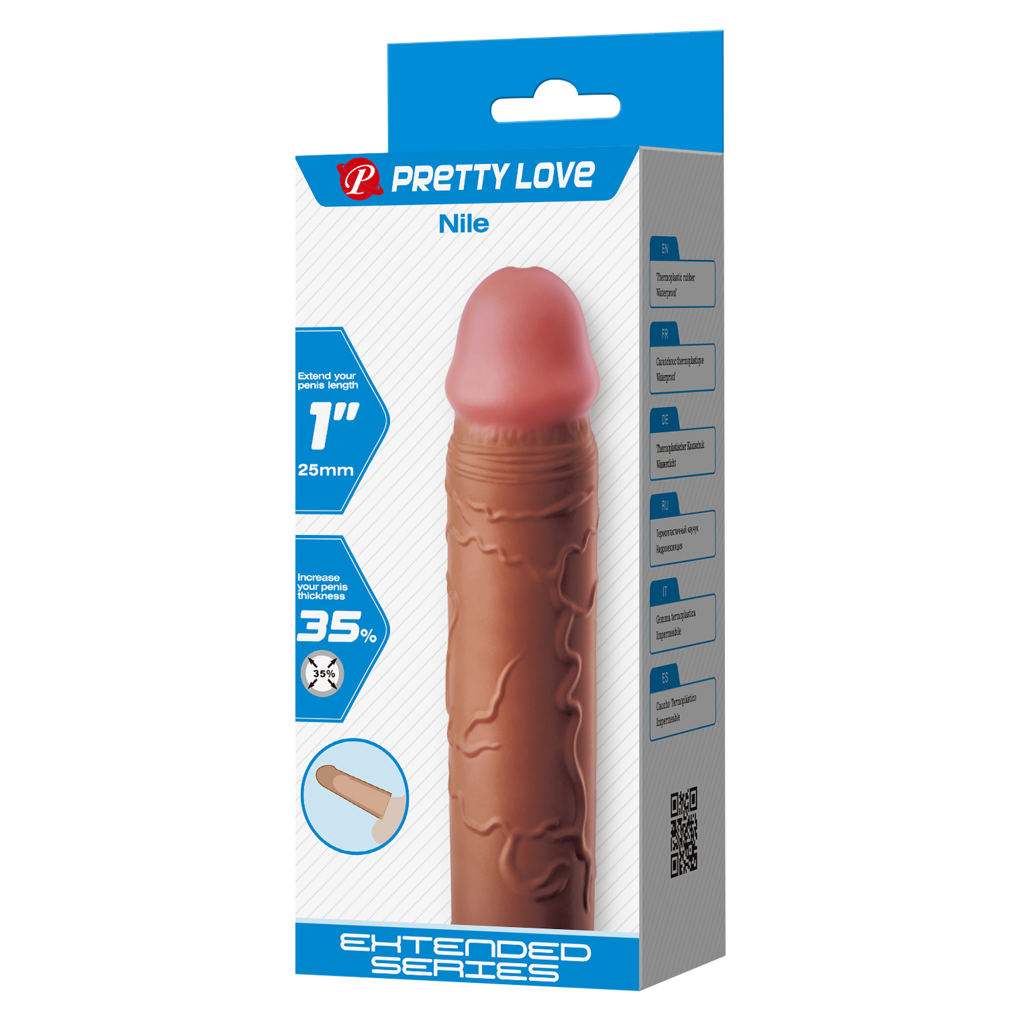 Pretty Love - Nile - Verlengde Penis Sleeve - 25mm - Bruin-Erotiekvoordeel.nl